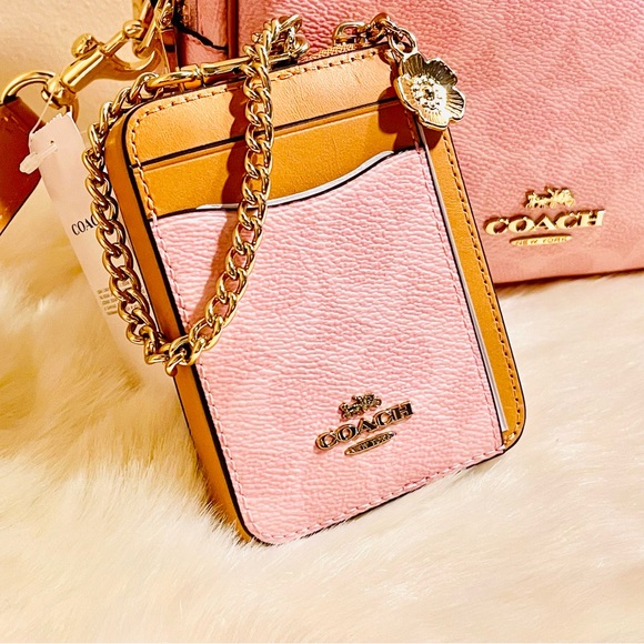 Coach Pink Powder Pink Crossbody Bag with Tan Accent Card Holder - Picture 4 of 10